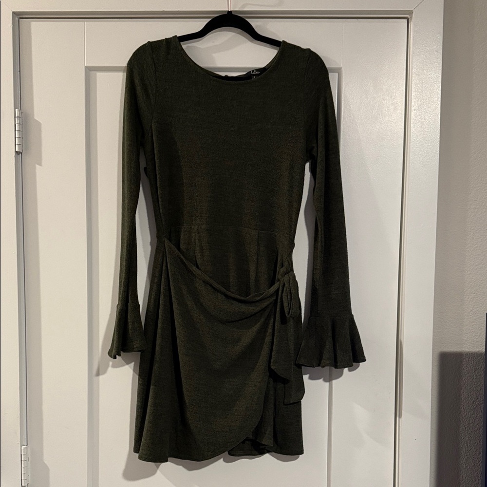 Lulu's Dark Green Long Sleeve Dress - Picture 2 of 6